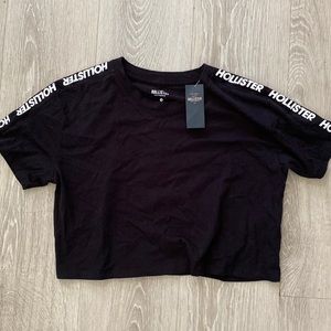 Hollister Boyfriend Tee Black Crop Top Shirt | Small